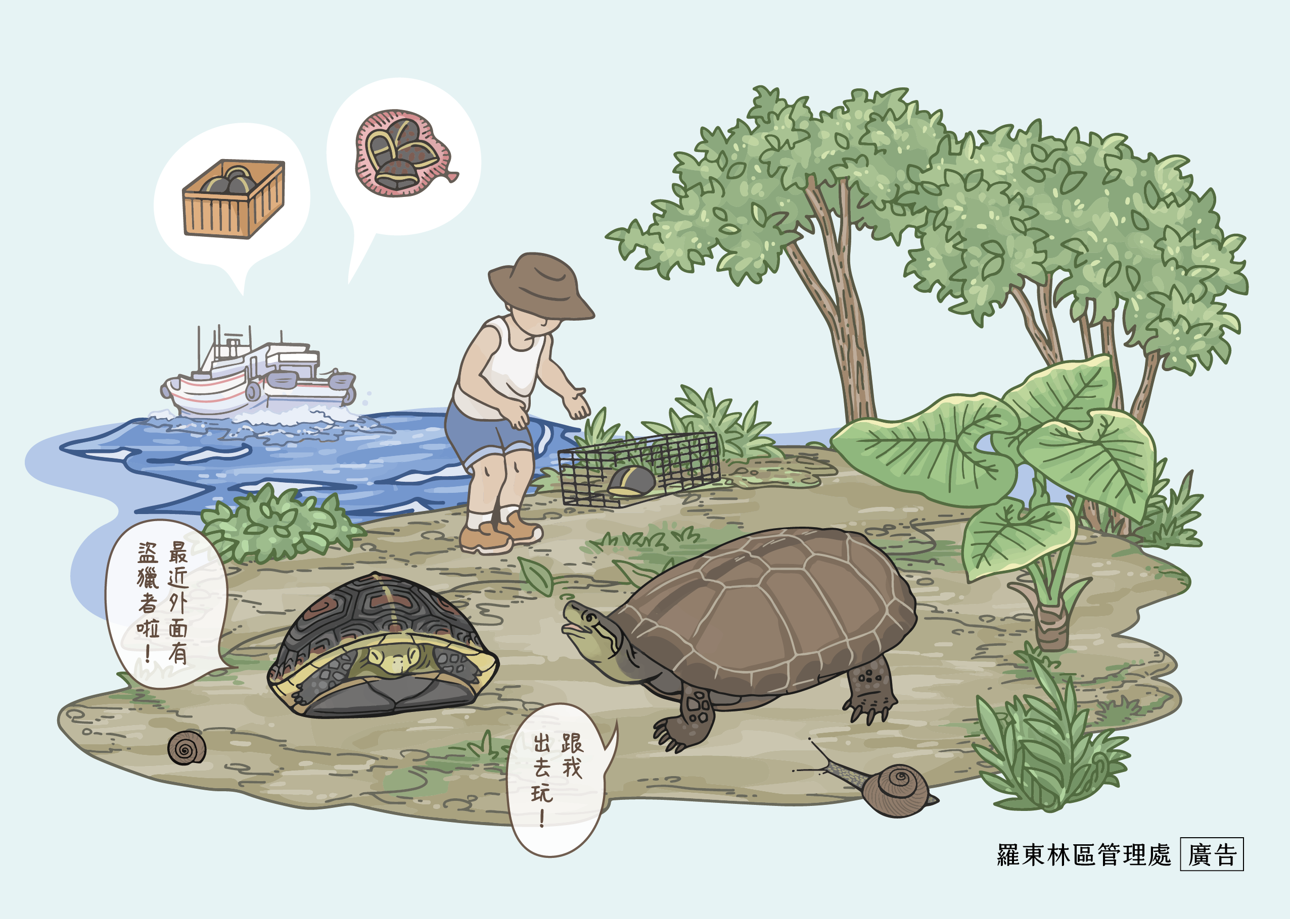 SOS！食蛇龜與柴棺龜碰上大麻煩了